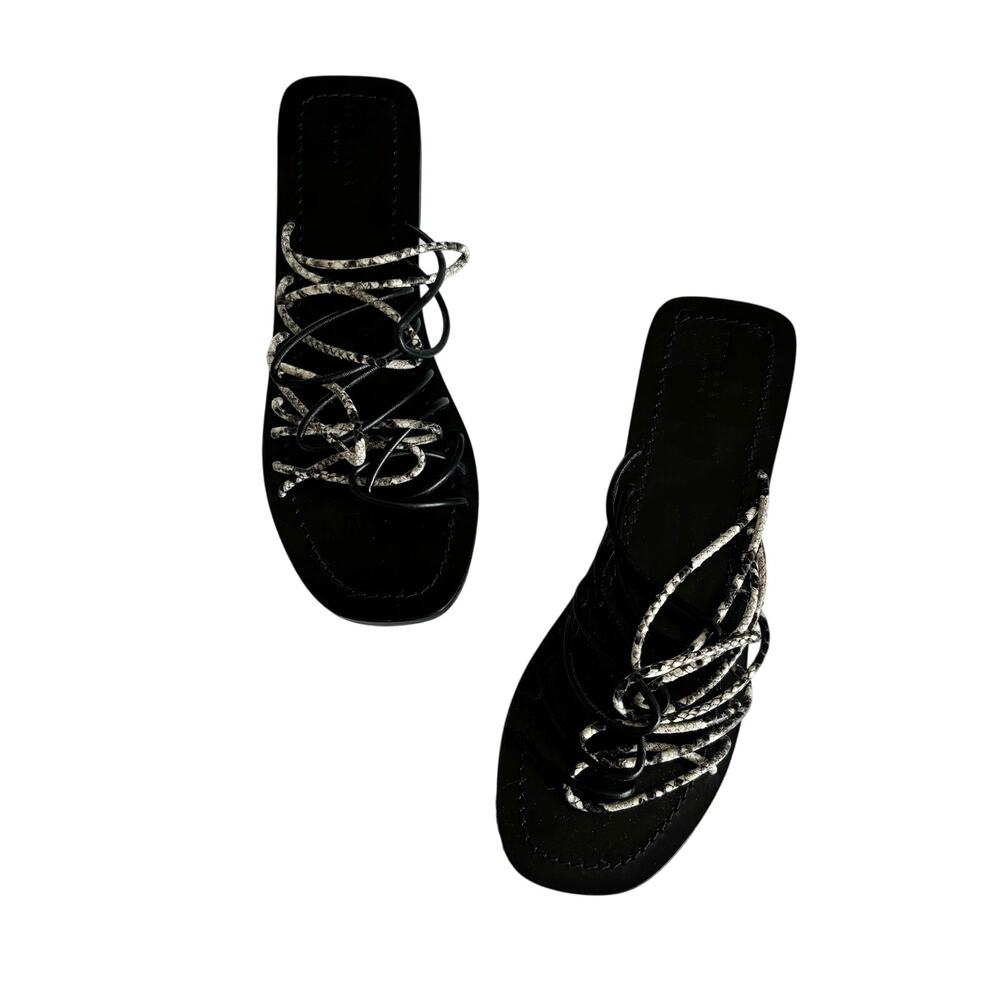 Ted Baker London Teppo Black and Snake Strappy Slide Sandals Women’s Size 10 - Picture 2 of 6